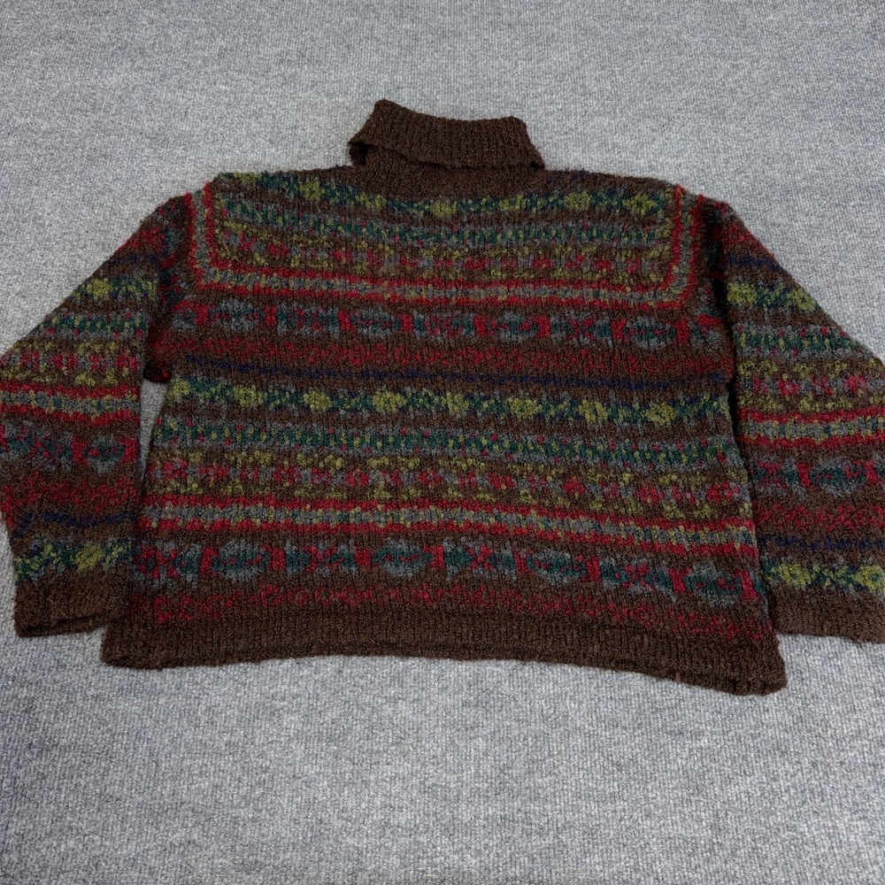 VINTAGE GAP Sweater Womens Large 90s Y2K Brown Fair Isle Cottagecore Mohair Wool - Picture 7 of 8